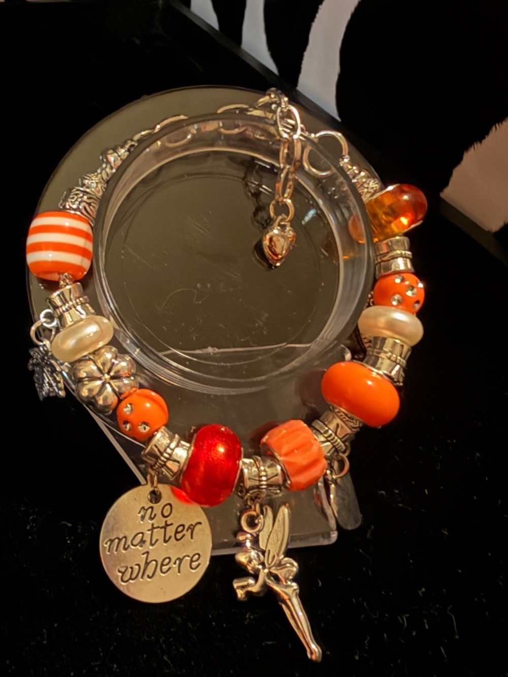 Women’s Orange Charm Bracelet with 'No Matter Where' Pendant